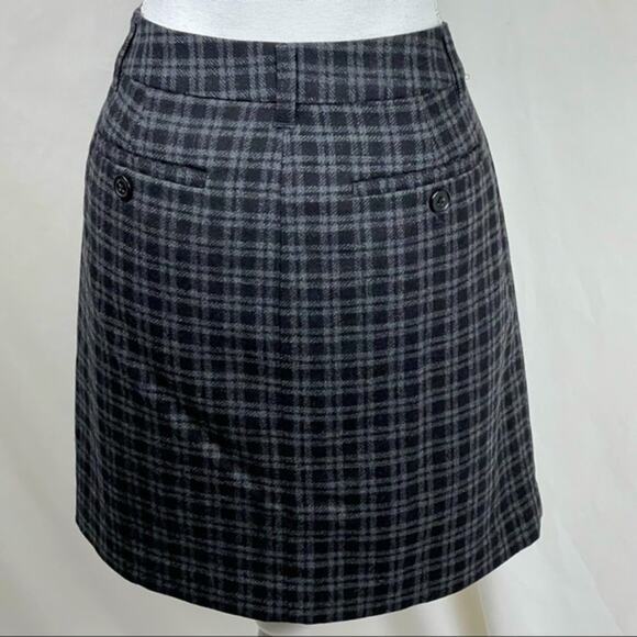 Eddie Bauer Black Gray Wool Blend Dark Academia Plaid Skirt NWOT Size 6P - Picture 3 of 9